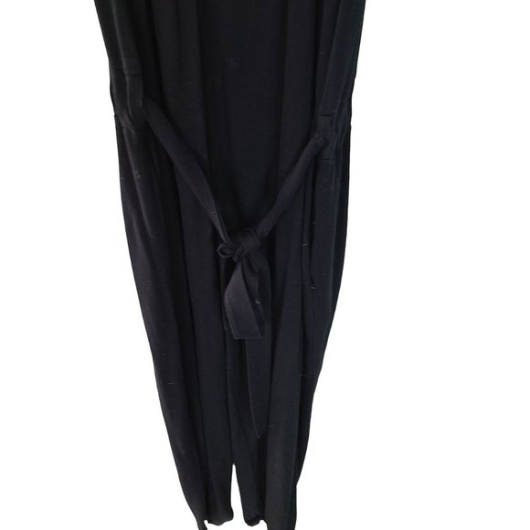 Bailey 44 Womens S Black Sleeveless Tie Front V-Neck Wrap Jumpsuit Pockets - Picture 3 of 9